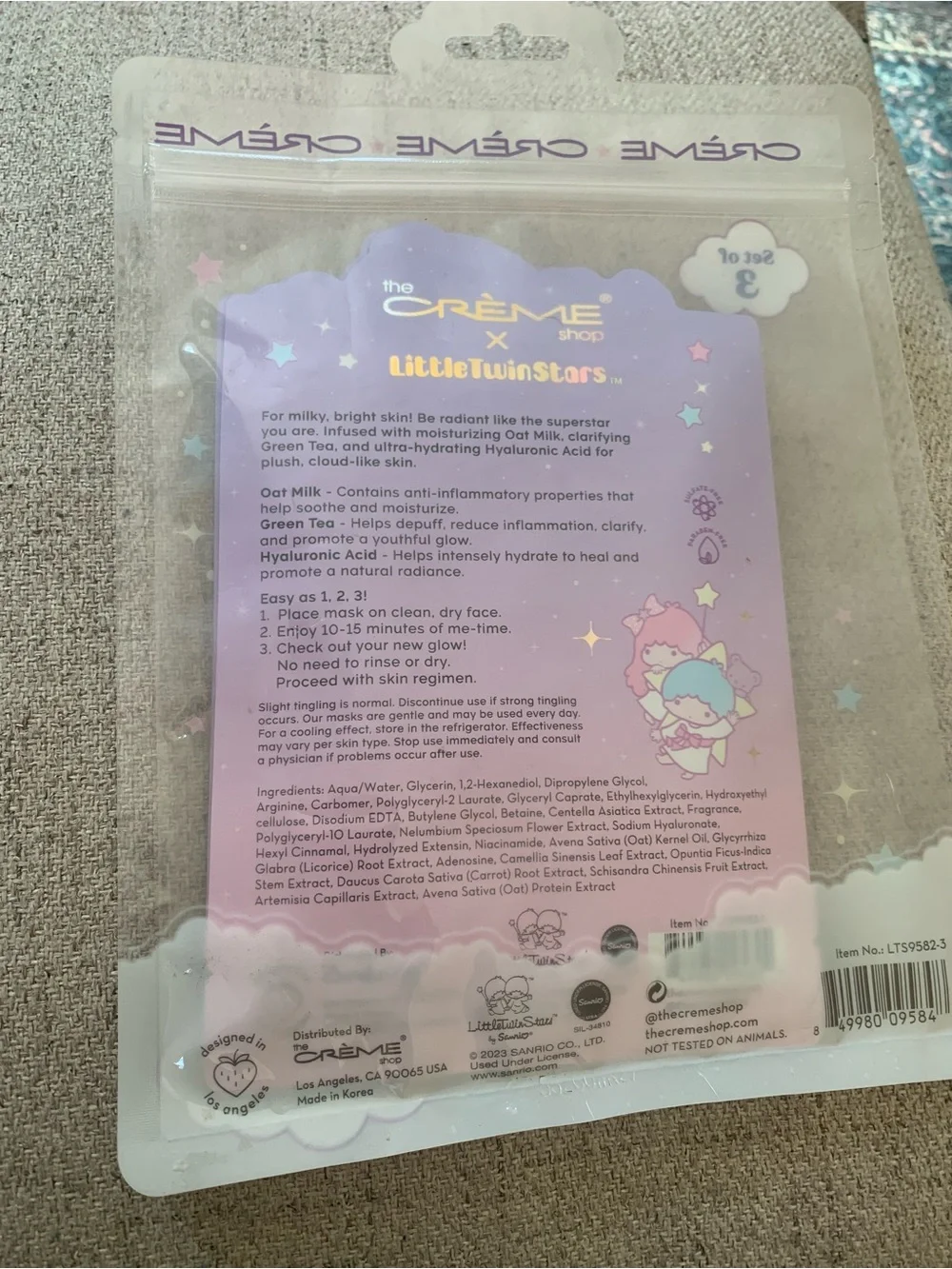 The Crème Shop Little Twin Stars Milky Star Print Essence Sheet Mask - Set of 3